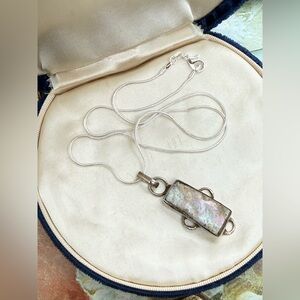 Vintage Brutalist Sterling Abalone Necklace